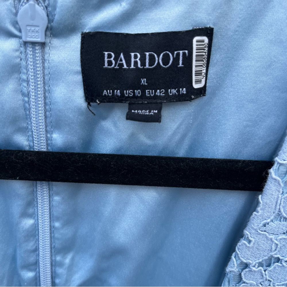 Bardot Light Blue Lace Mini Babydoll Deep-V Neckline Party Dress - Size 10 - Picture 10 of 16